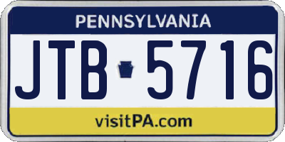 PA license plate JTB5716