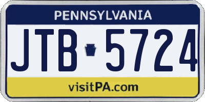 PA license plate JTB5724