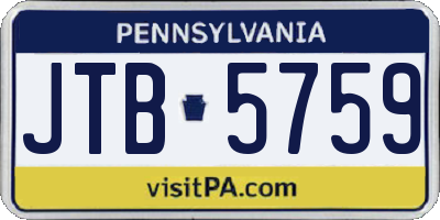 PA license plate JTB5759