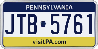 PA license plate JTB5761