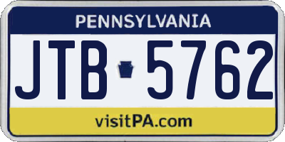 PA license plate JTB5762