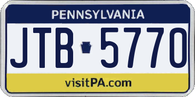 PA license plate JTB5770