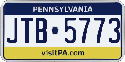 PA license plate JTB5773
