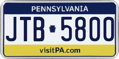 PA license plate JTB5800
