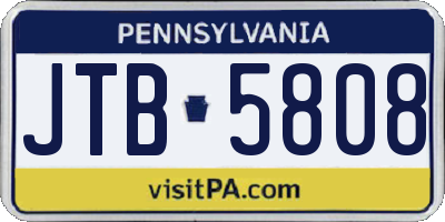 PA license plate JTB5808
