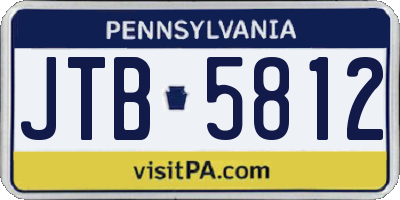PA license plate JTB5812