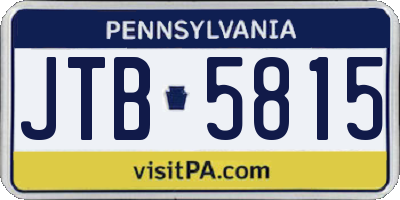 PA license plate JTB5815