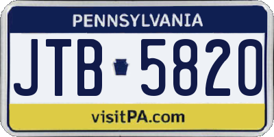 PA license plate JTB5820