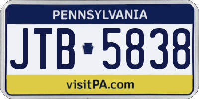 PA license plate JTB5838