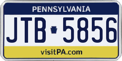 PA license plate JTB5856