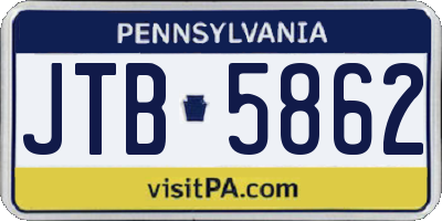 PA license plate JTB5862