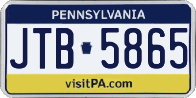 PA license plate JTB5865