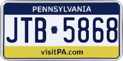 PA license plate JTB5868