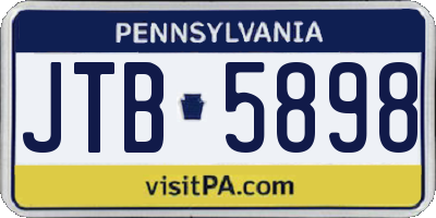 PA license plate JTB5898