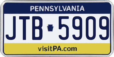 PA license plate JTB5909