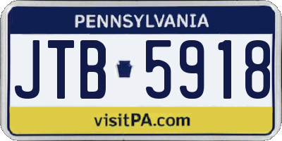 PA license plate JTB5918