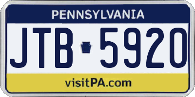PA license plate JTB5920