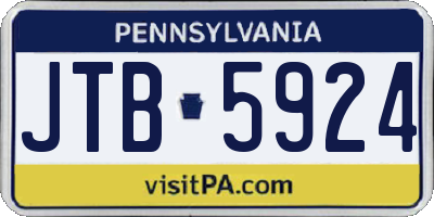 PA license plate JTB5924
