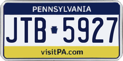 PA license plate JTB5927