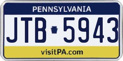 PA license plate JTB5943