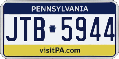 PA license plate JTB5944