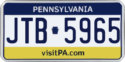 PA license plate JTB5965