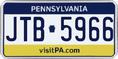 PA license plate JTB5966