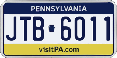 PA license plate JTB6011