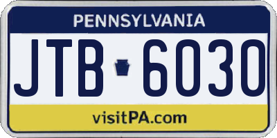 PA license plate JTB6030