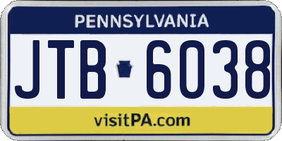PA license plate JTB6038