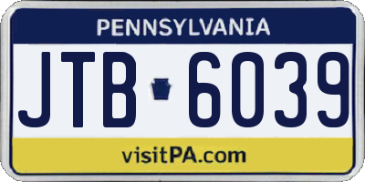 PA license plate JTB6039