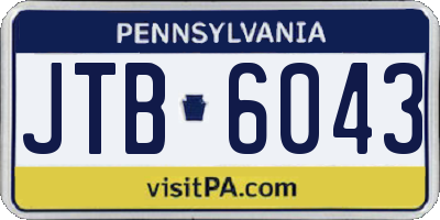 PA license plate JTB6043