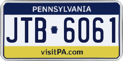 PA license plate JTB6061
