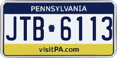 PA license plate JTB6113
