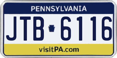 PA license plate JTB6116