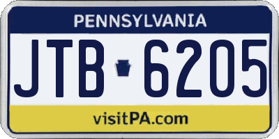 PA license plate JTB6205