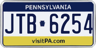 PA license plate JTB6254
