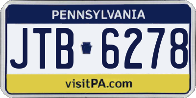 PA license plate JTB6278