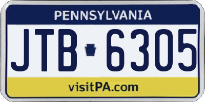 PA license plate JTB6305