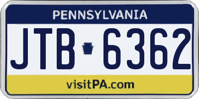 PA license plate JTB6362