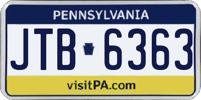 PA license plate JTB6363