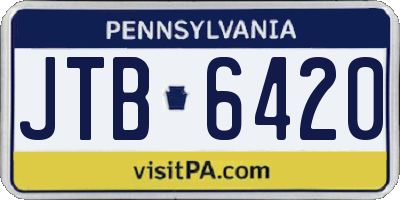 PA license plate JTB6420