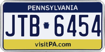 PA license plate JTB6454