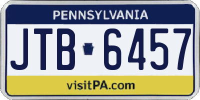 PA license plate JTB6457