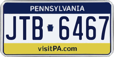 PA license plate JTB6467