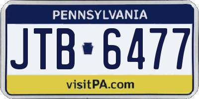 PA license plate JTB6477