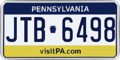 PA license plate JTB6498