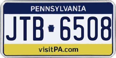 PA license plate JTB6508