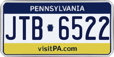 PA license plate JTB6522
