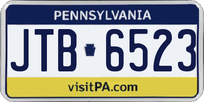 PA license plate JTB6523